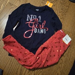 Gymboree Navy and Red Girl Gang Pajama Set